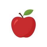 Red apple in flat style.Vector illusration solated on white background.