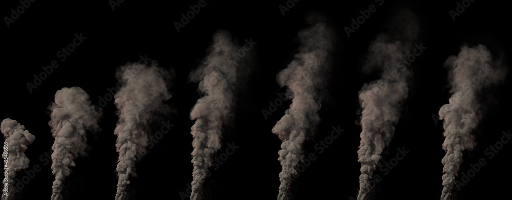 huge pillar of air pollution on black isolated - industrial 3D illustration huge pillar of air pollution on black isolated - industrial 3D illustration