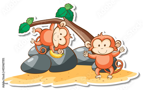 Cartoon character of cute monkey sticker