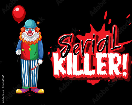 Serial killer logo with creepy clown