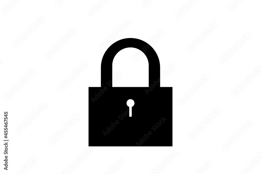 Classic closed lock illustartion. Black icon on a white background. Classic closed lock illustartion. Black icon on a white background.