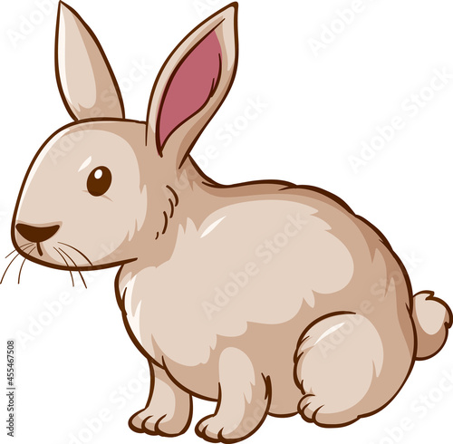 White rabbit cartoon on white background