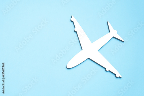 Picture of airplane isolated on empty blue background