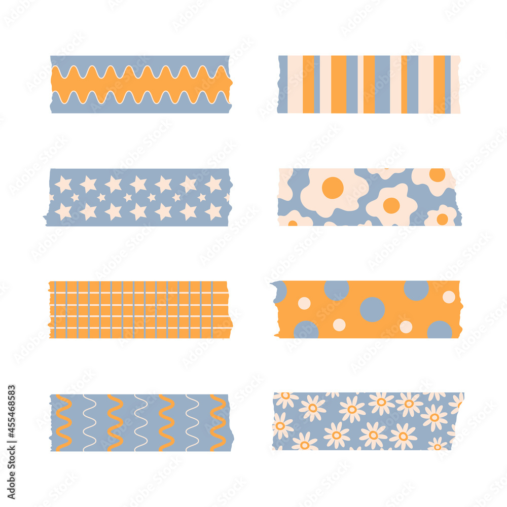 Trendy set of pastel stylish washi tape isolated on a white background ...