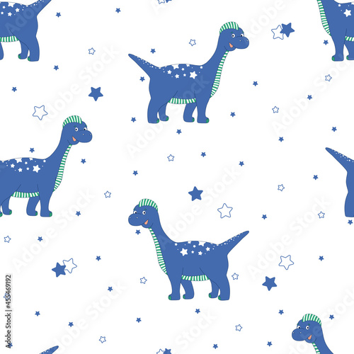 Seamless pattern vector dinosaurus, clear background