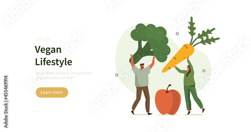 People holding fresh bio vegetables and fruits without pesticides. Characters hands holding eco friendly objects. Sustainable and vegan lifestyle concept. Flat cartoon vector illustration.