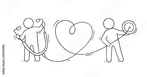Cartoon people with big stethoscope