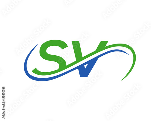 SV Letter Linked Business Logo. SV Logo Design. SV logo Design for Financial, Development, Investment, Real Estate And Management Company Vector Template photo