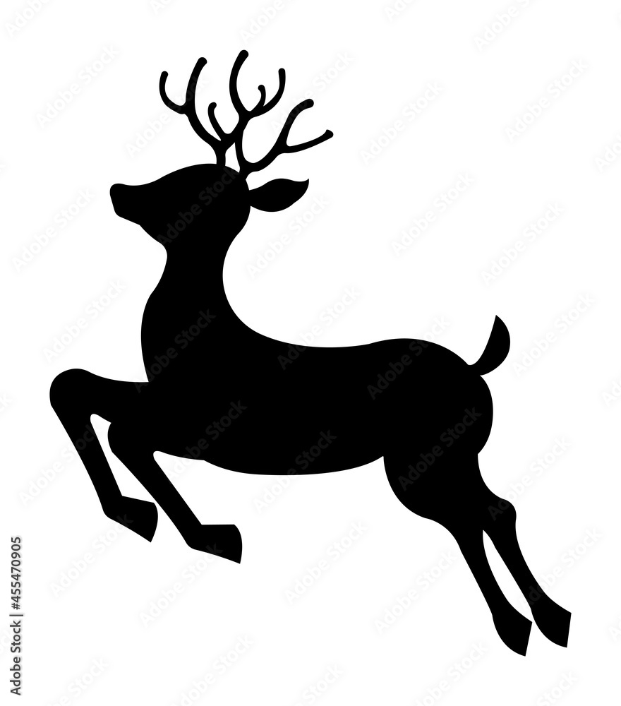 Fototapeta premium Reindeer (deer) silhouette vector illustration