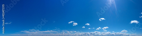 Panorama Blue sky and white clouds. Bfluffy cloud in the blue sky background photo