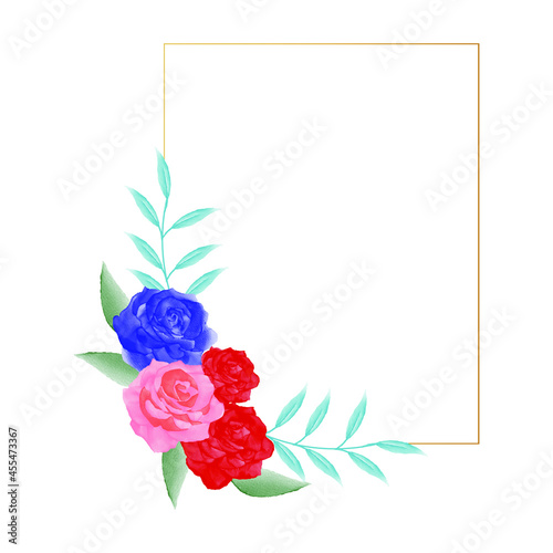 Beautiful elegant watercolor floral frame decoration