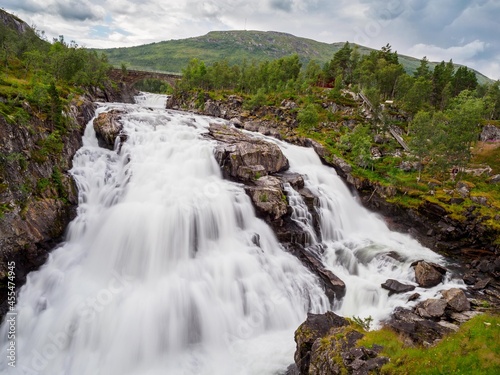 Voringfossen waterfall shot with a long exposure, Norway