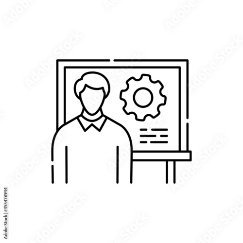 Highly specialized courses olor line icon. Children learning.
