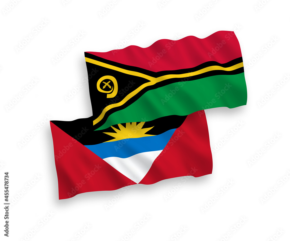 Naklejka premium Flags of Republic of Vanuatu and Antigua and Barbuda on a white background