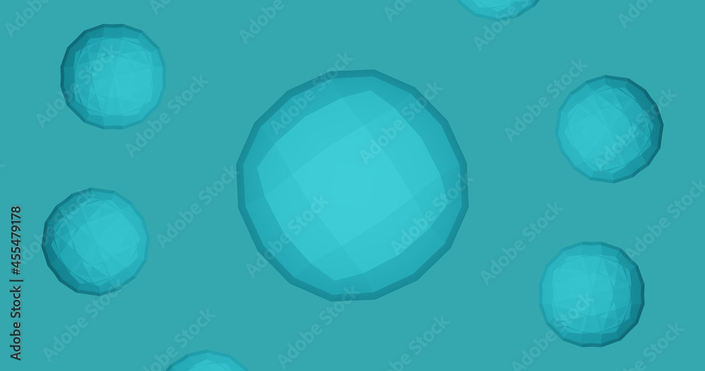 Render with low-poly icospheres of gentle blue color Render with low-poly icospheres of gentle blue color