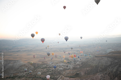 Hot air balloons in the sky at Cappadocia