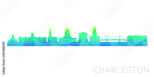 Charleston, SC, USA Low Poly Skyline Clip Art City Design. Geometric Polygon Graphic Horizon Icon. Vector Illustration Symbol.