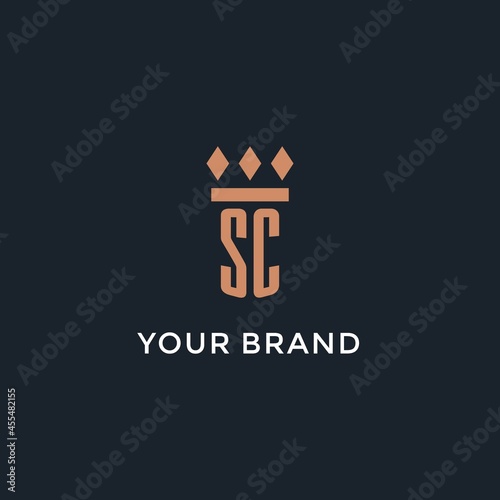 SC logo initial with pillar icon design, luxury monogram style logo for law firm and attorney