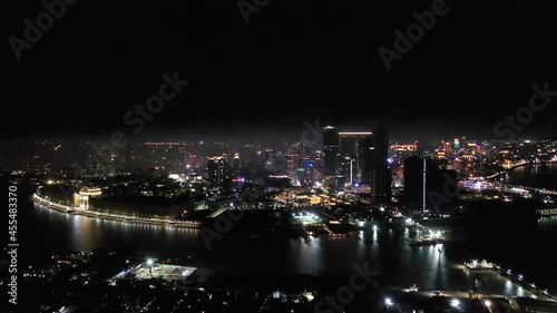 Wallpaper Mural Top View of Building in a City - Aerial view Skyscrapers flying by drone of Phnom Penh city with downtown , riverside and sunset Torontodigital.ca
