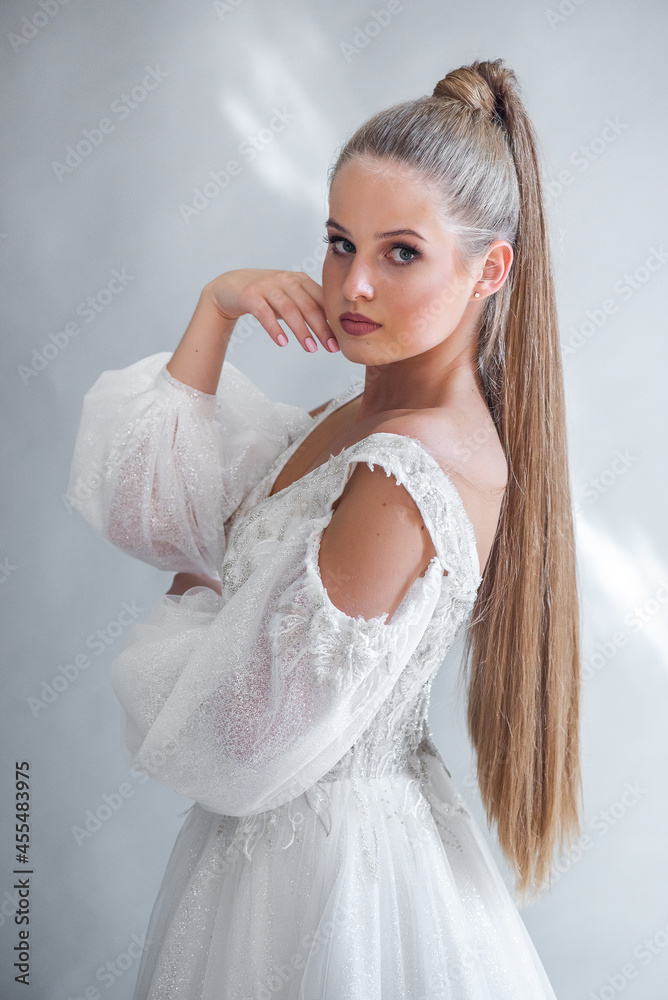Stylish young bride happy on her wedding day Stylish young bride happy on her wedding day