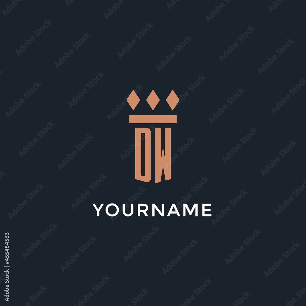 DW logo initial with pillar icon design, luxury monogram style logo for ...
