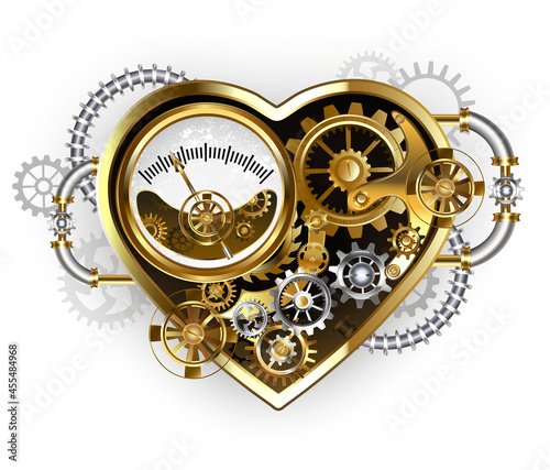 Heart with a manometer on white background