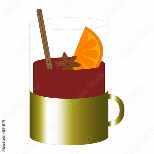 Mulled wine with cinnamon, orange and star anise