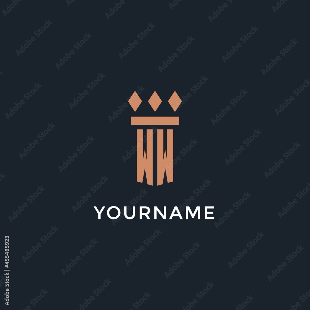 WW logo initial with pillar icon design, luxury monogram style logo for ...