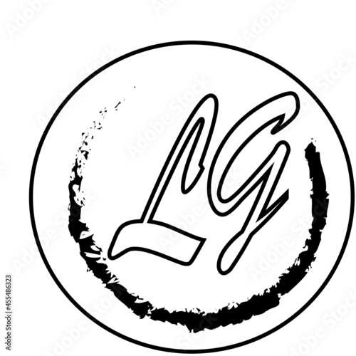 hand holding a sign and LG alphabets logo design