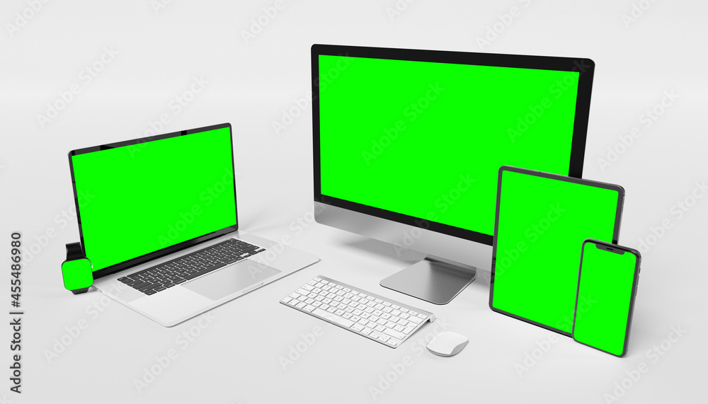Isolated Devices Mockup - 3d rendering. Isolated Devices Mockup - 3d rendering.