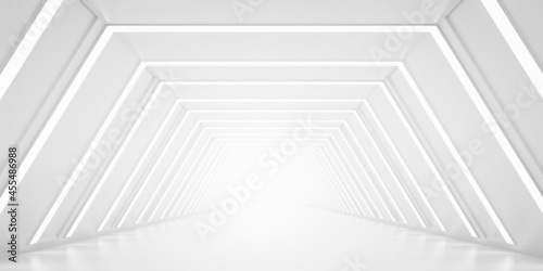 Fototapeta Naklejka Na Ścianę i Meble -  Light Corridor modern background. Futuristic Sci-Fi Tunnel. 3D Rendering