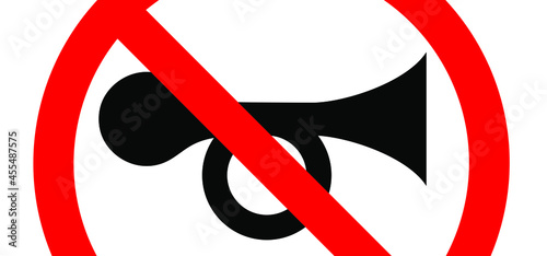 Caution warning No claxon zone or Do no honking Stop halt allowed area Don't honk or Dont horn signs Vector traffic sign Forbidden horns or klaxon Forbid trumpet Prohibition or prohibited no ban icons photo