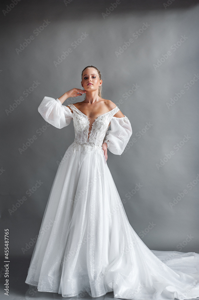 Stylish young bride happy on her wedding day Stylish young bride happy on her wedding day