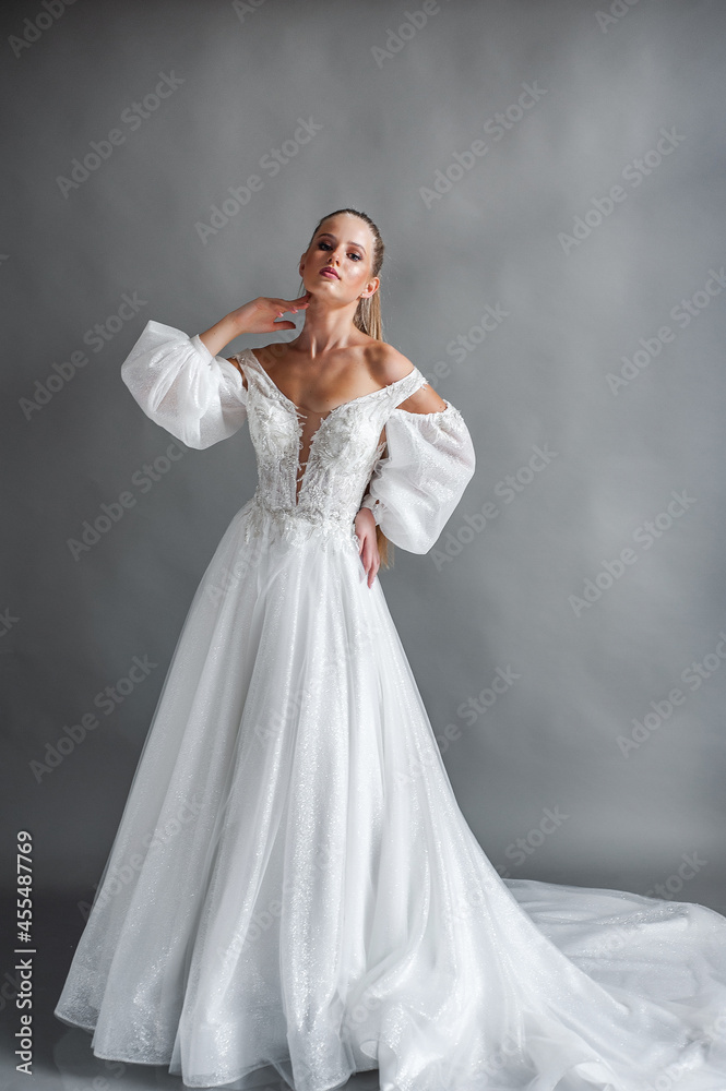 Stylish young bride happy on her wedding day Stylish young bride happy on her wedding day