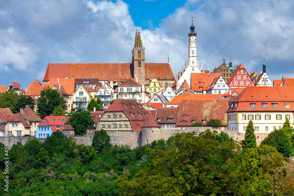 Rothenburg ob der Tauber. The old famous medieval town on a sunny day.