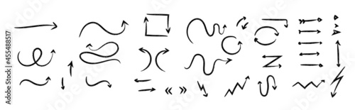 Doodle arrows. Set of a brush arrows