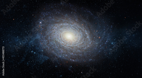 A view from space to a spiral galaxy and stars. Universe filled with stars  nebula and galaxy . Elements of this image furnished by NASA.