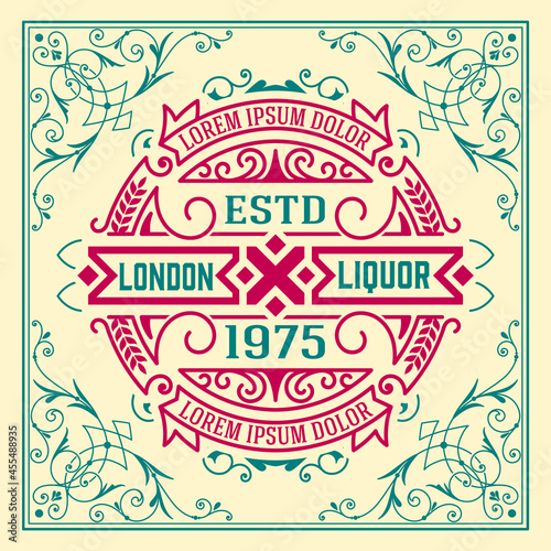 Whiskey label with old frames