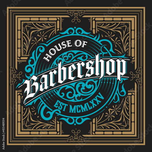 Vintage Barbershop label in vintage style