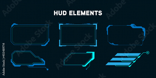 HUD Futuristic Elements Set With Virtual Hi Scifi Technology Gadget Interface For Game App UI Illustration.