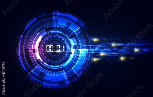 Abstract Futuristic Technology Background with Digital number timer concept and countdown, vector transparent
