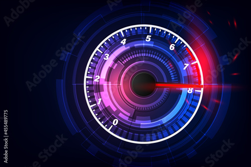 Speed motion background with fast speedometer car. Racing velocity background.