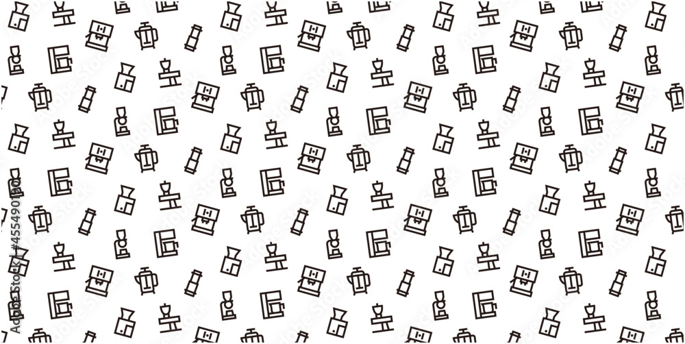 Coffee shop icon pattern background for website or wrapping paper (Monotone version)