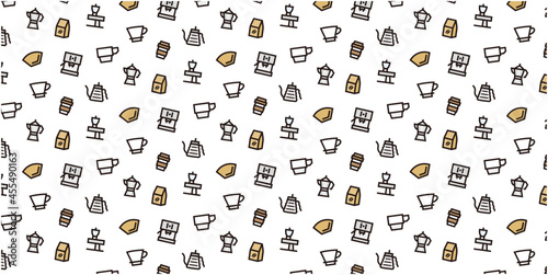 Coffee shop icon pattern background for website or wrapping paper (Color icon version)