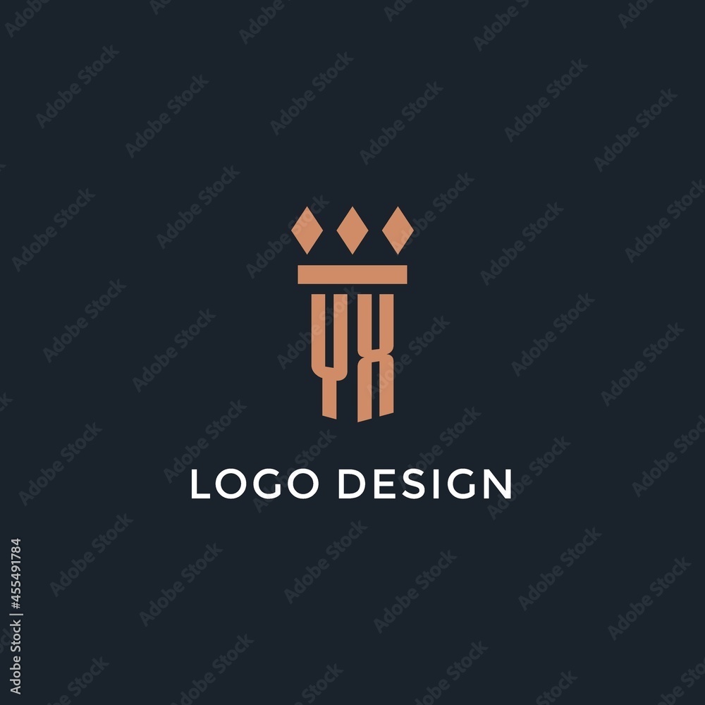 YX logo initial with pillar icon design, luxury monogram style logo for ...