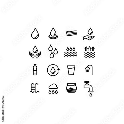 Premium set of water line icons. Simple pictograms pack. Stroke vector illustration on a white background. Modern outline style icons collection.