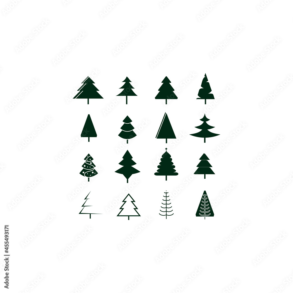 Obraz premium Collection of Christmas trees, modern flat design. Can be used for printed materials - leaflets, posters, business cards or for web.