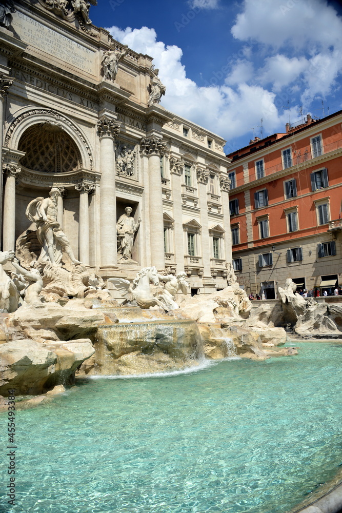 ITALY- Rome, the Trevi Fountain represents Ocean on a chariot pulled by sea horses and tritons. ... The sculptor Nicola Salvi was chosen who began the work in 1732