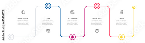 Timeline infographic template. Business concept with 5 options or steps. Can be used for workflow diagram, info chart, web design.