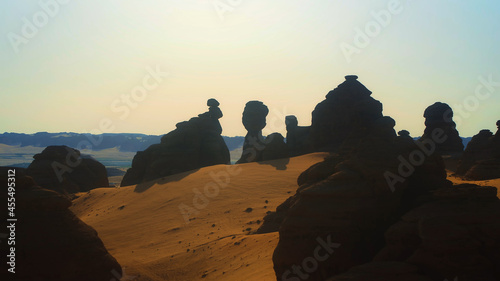 desert  mountains  camels  sun  Saudi Arabia